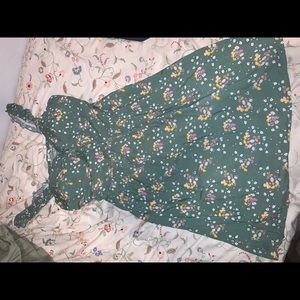 Green peasant top dress